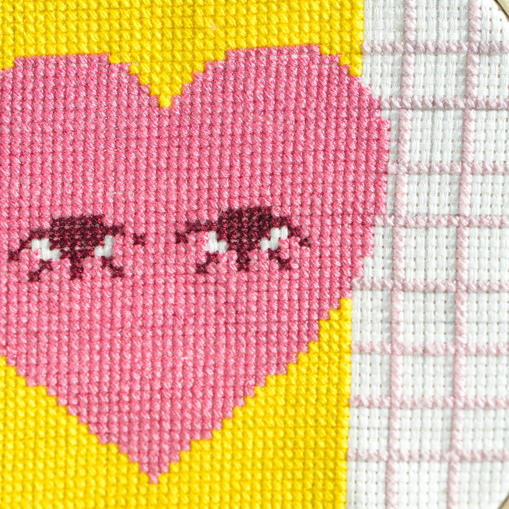 close up of heart and grid background 