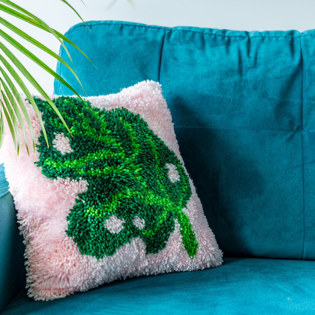 Lush n Leafy pink cushion and green detailing 