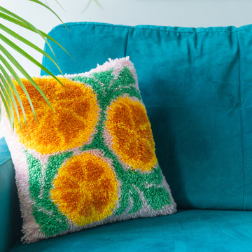 When life gives you oranges completed latch hook cushion